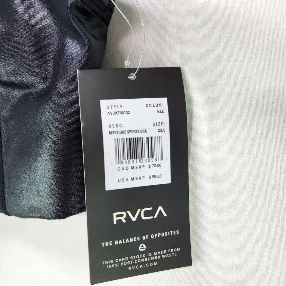 RVCA Sports Bra Adults XS Slick Black Matte Shine Womens New - Picture 8 of 10